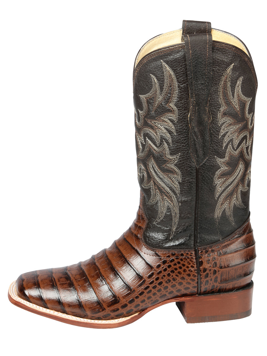 El Señor de los Cielos Men’s Rodeo Boot - Imitation Caiman Belly Leather - Brown

 44937