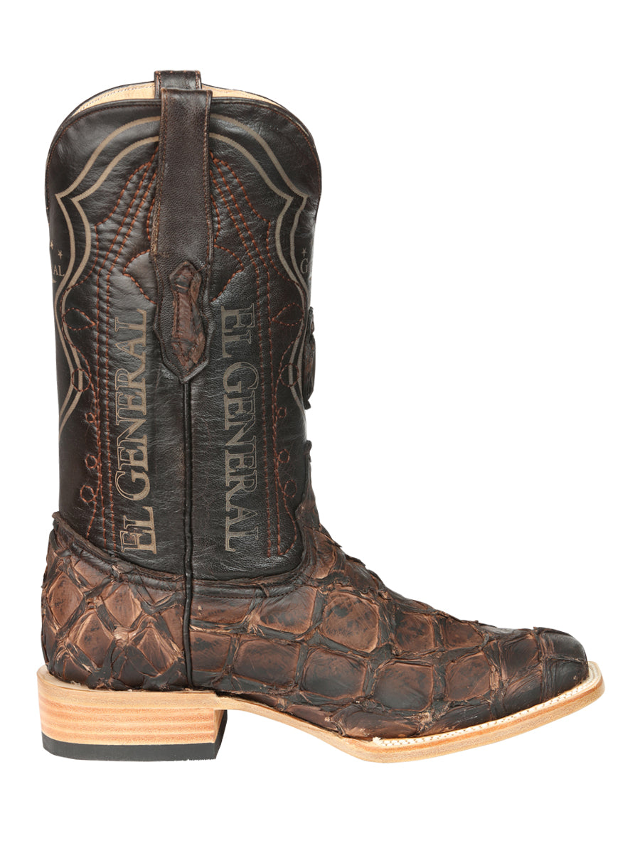 El General Men's Exotic Monster Fish Rodeo Cowboy Boots - Brown 45084