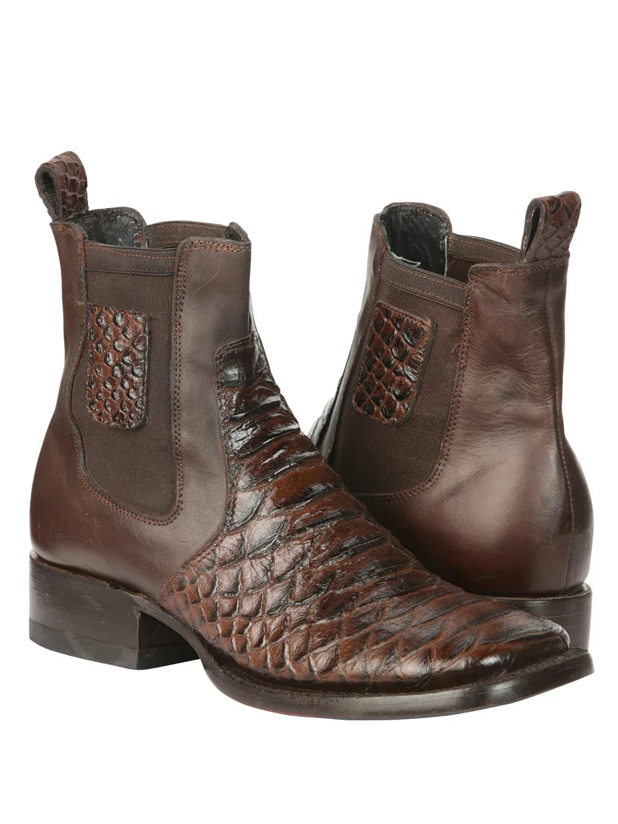 El General Men’s Python Imitation Brown Ankle Boots 45094 - N4dboots.com