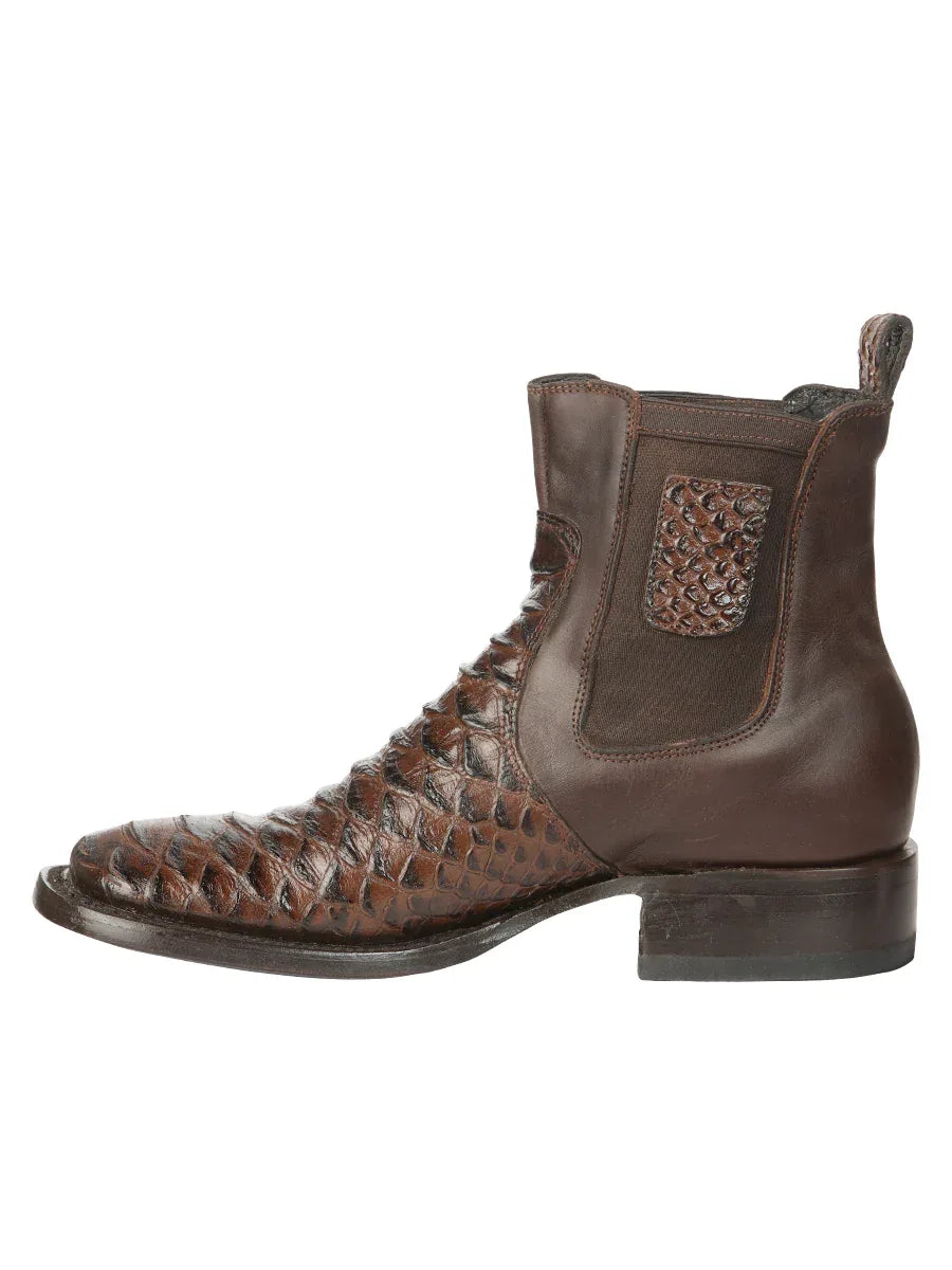 El General Men’s Python Imitation Brown Ankle Boots 45094 - N4dboots.com