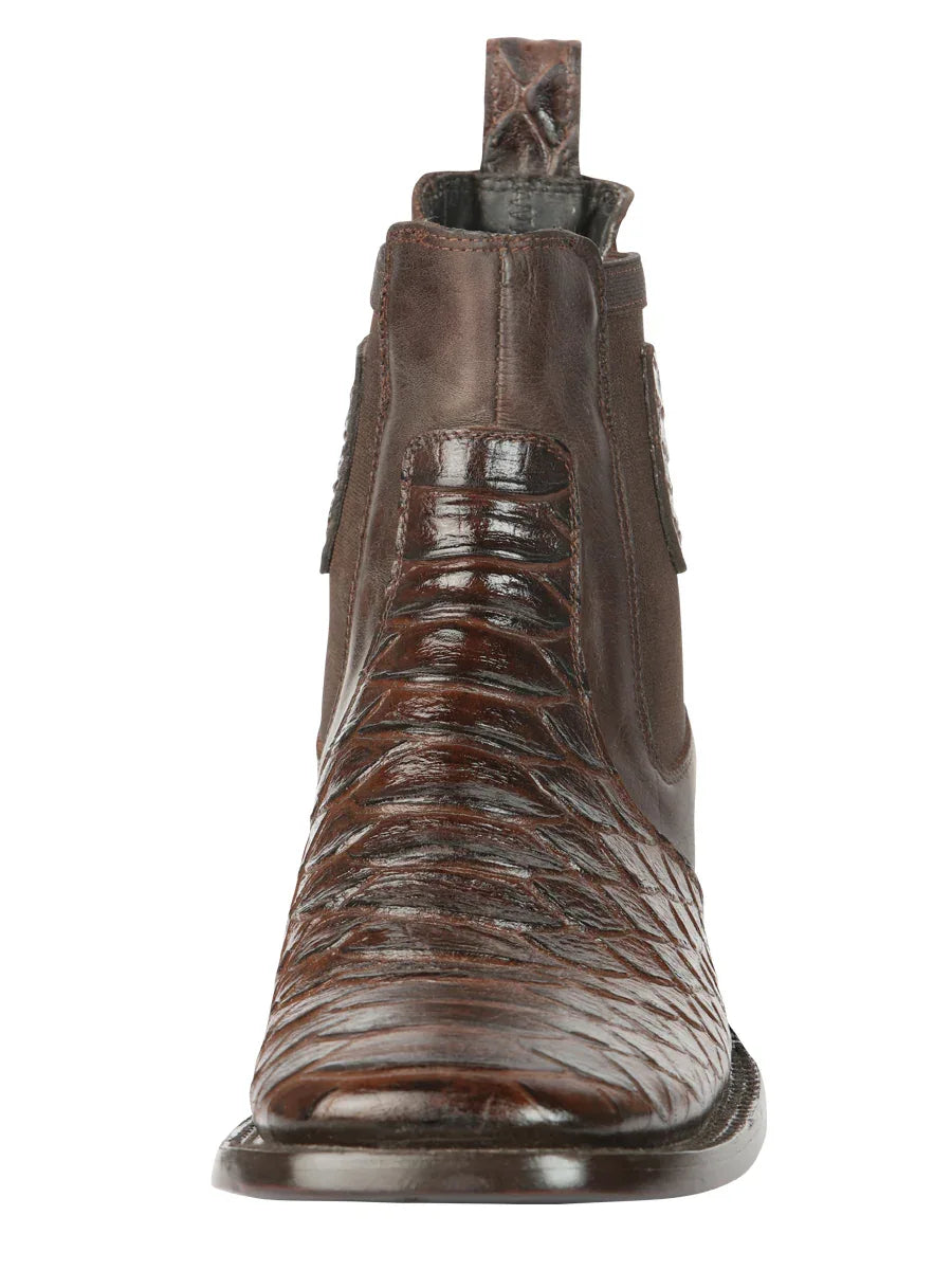 El General Men’s Python Imitation Brown Ankle Boots 45094 - N4dboots.com