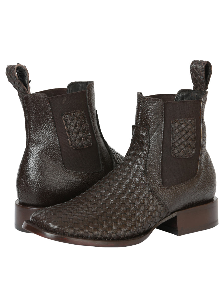 El General Men’s Rodeo Brown Petatillo Woven Ankle Boots 45177