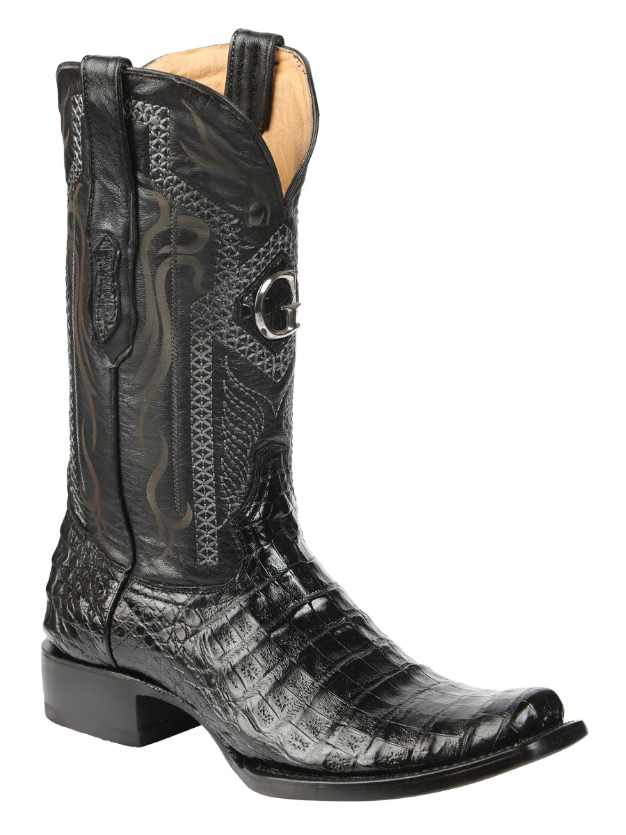 El General Men's Exotic Caiman Belly Cowboy Boots - Black 45518