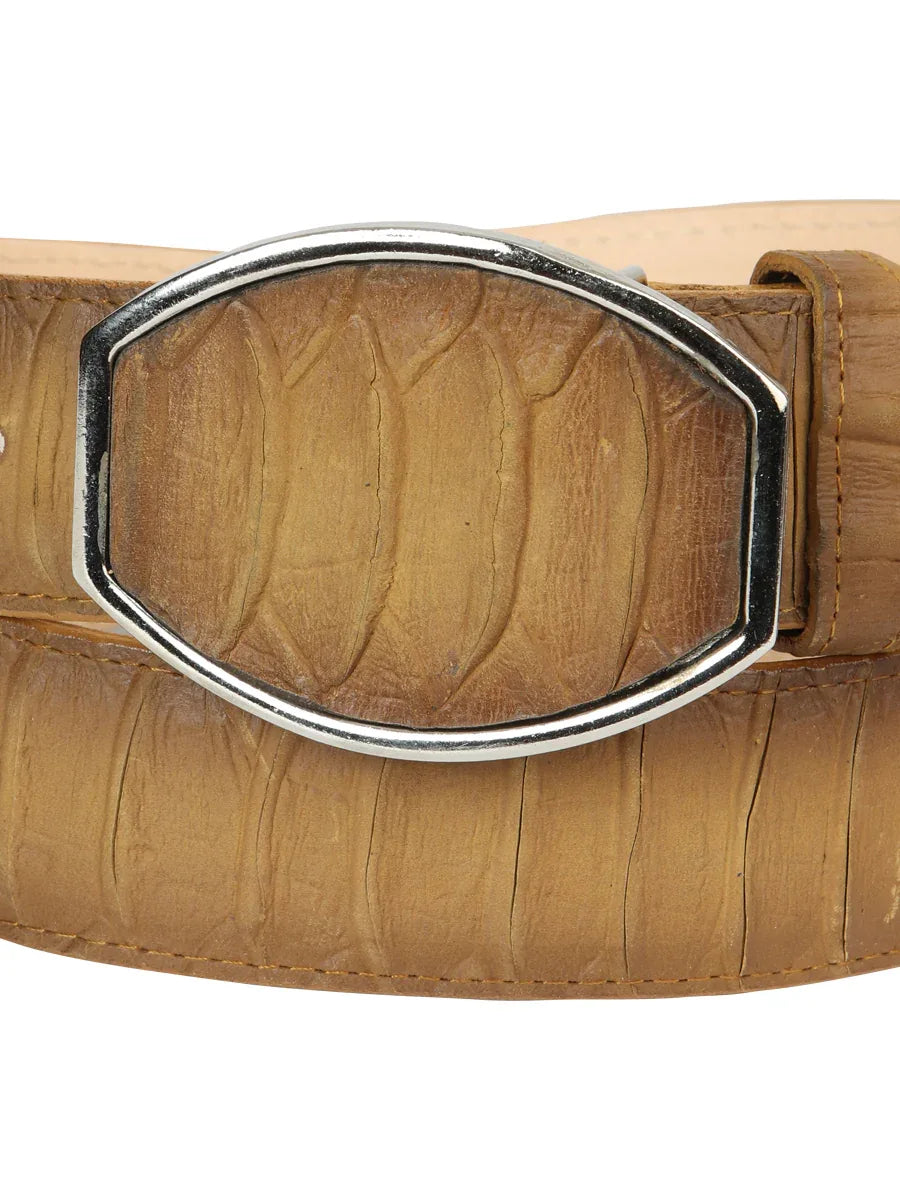Men’s Western Belt El General Imitation Python - Honey 45571 - N4dboots.com