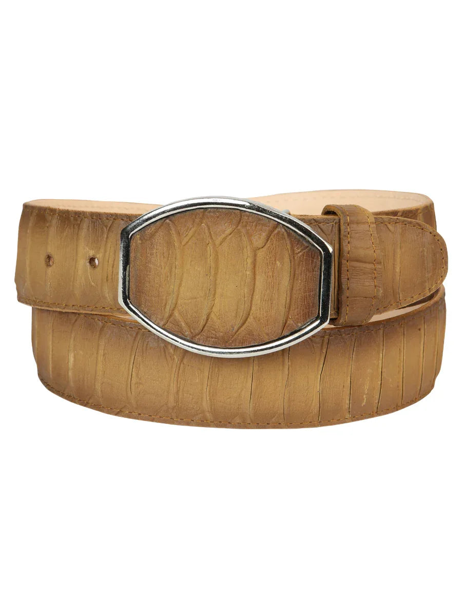 Men’s Western Belt El General Imitation Python - Honey 45571 - N4dboots.com