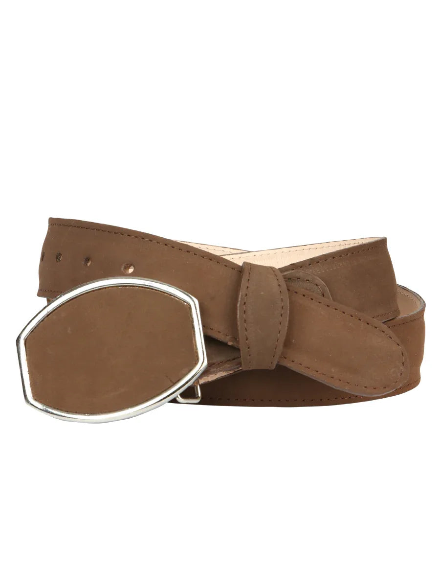 Men’s Western Belt El General Nubuck - Camel 45576 - N4dboots.com