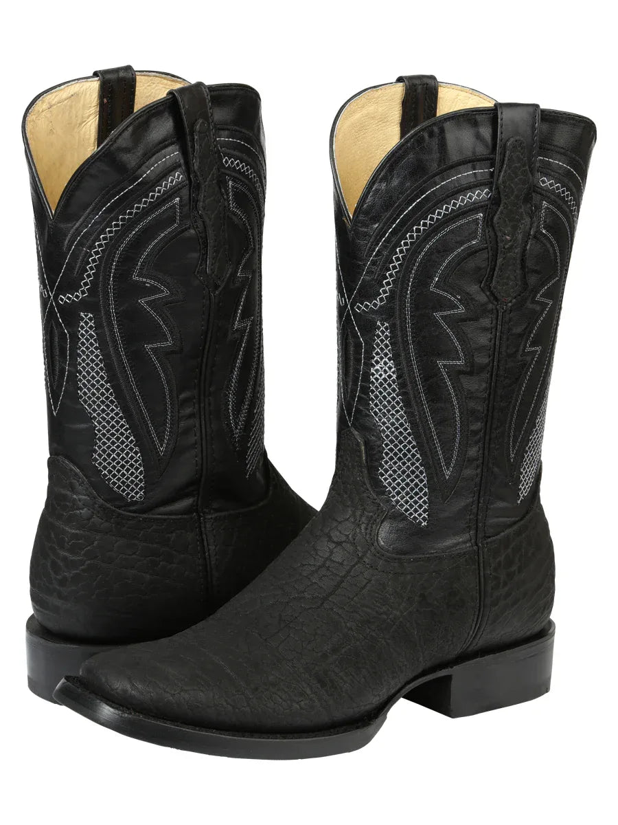 Men’s El General Western Boots - Imitation Bull Neck Black 45666 - N4dboots.com
