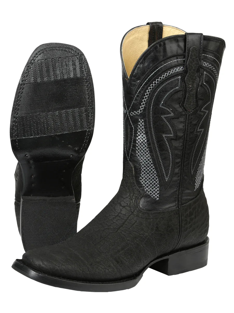 Men’s El General Western Boots - Imitation Bull Neck Black 45666 - N4dboots.com