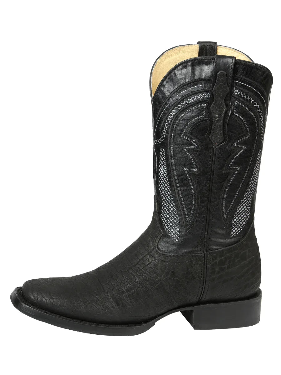 Men’s El General Western Boots - Imitation Bull Neck Black 45666 - N4dboots.com