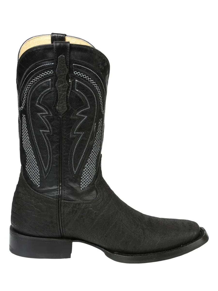 Men’s El General Western Boots - Imitation Bull Neck Black 45666 - N4dboots.com