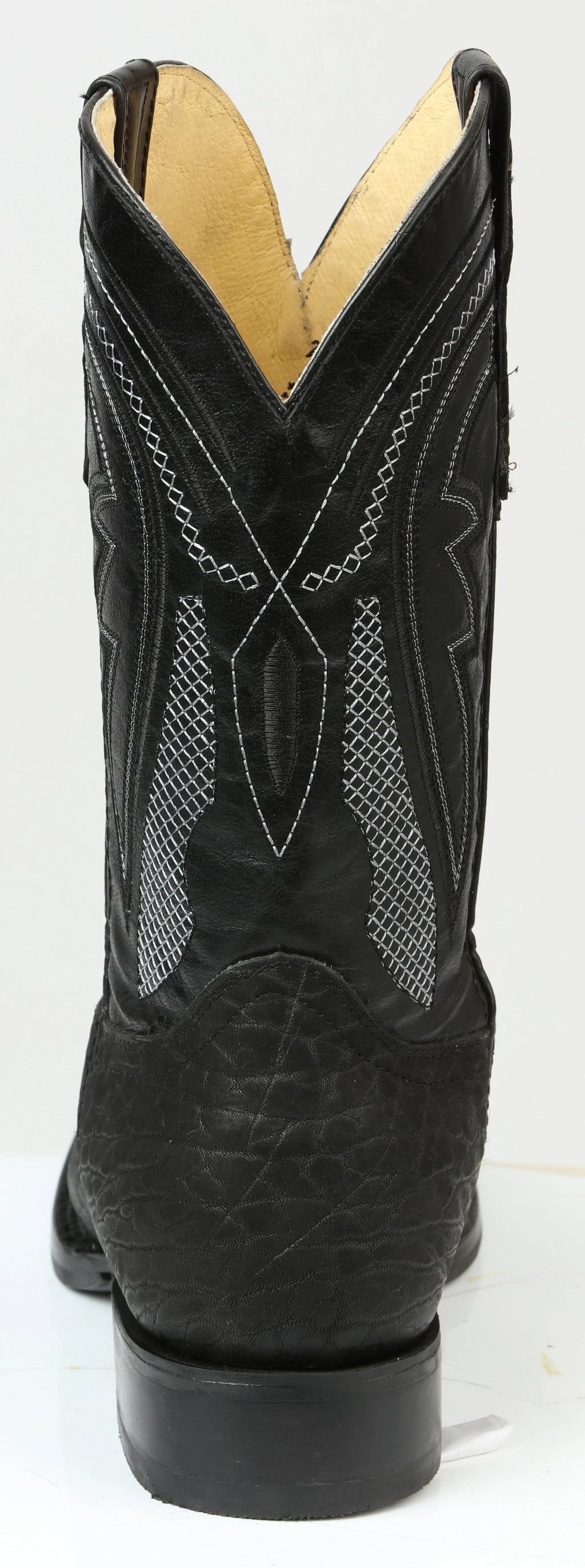 Men’s El General Western Boots - Imitation Bull Neck Black 45666 - N4dboots.com