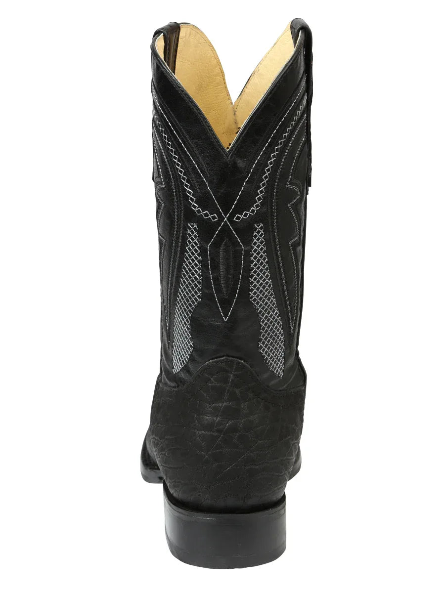 Men’s El General Western Boots - Imitation Bull Neck Black 45666 - N4dboots.com