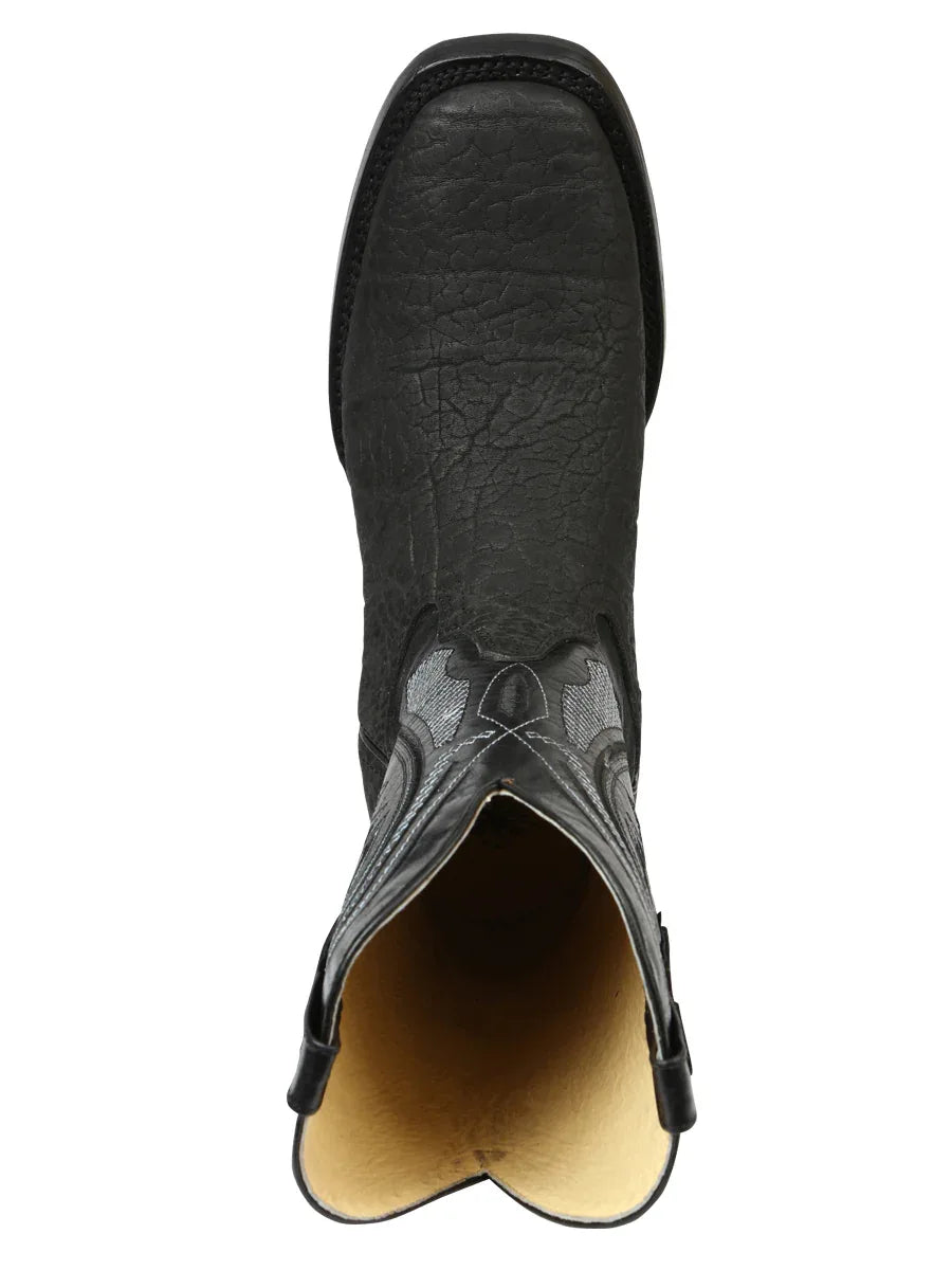 Men’s El General Western Boots - Imitation Bull Neck Black 45666 - N4dboots.com
