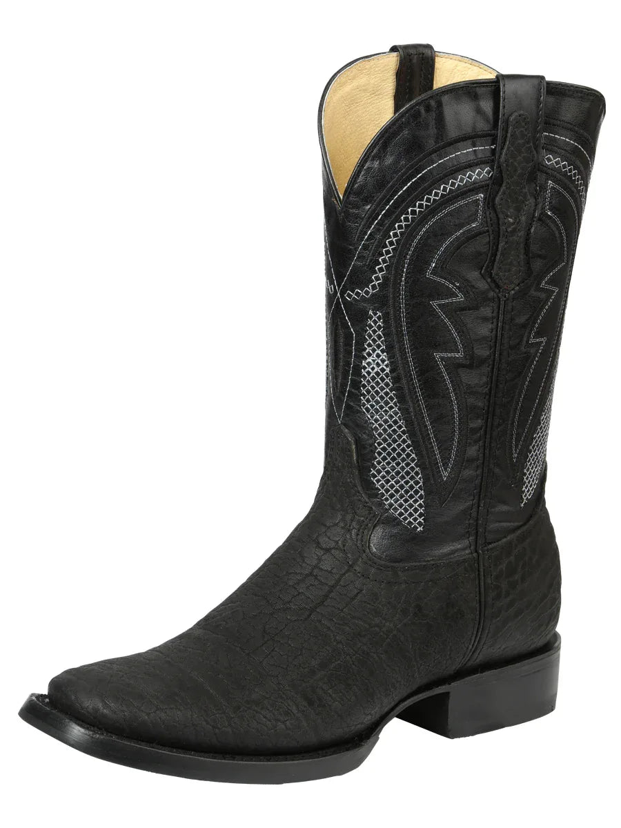 Men’s El General Western Boots - Imitation Bull Neck Black 45666 - N4dboots.com