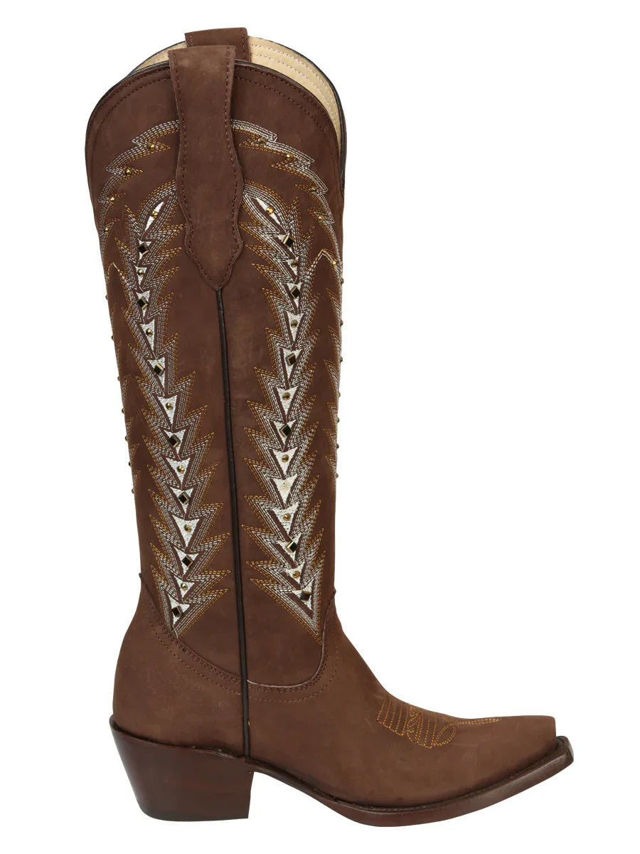 El General Women’s Embroidered Western Boots - Brown 45788 - N4dboots.com