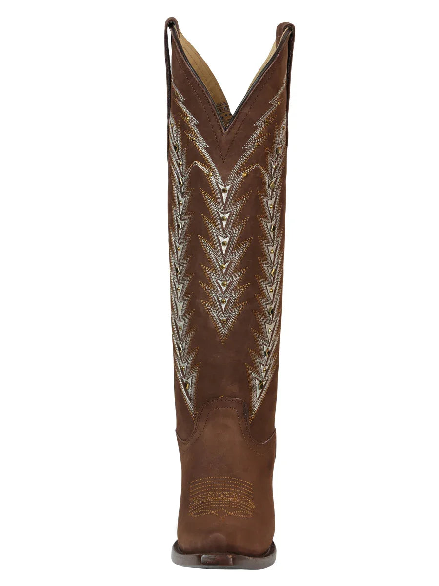 El General Women’s Embroidered Western Boots - Brown 45788 - N4dboots.com