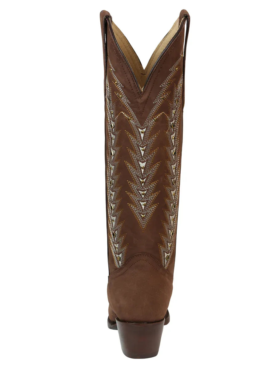 El General Women’s Embroidered Western Boots - Brown 45788 - N4dboots.com