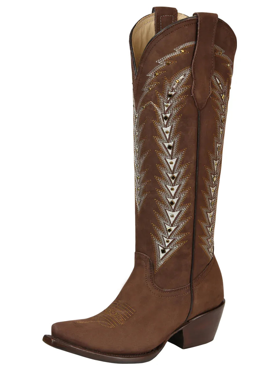 El General Women’s Embroidered Western Boots - Brown 45788 - N4dboots.com