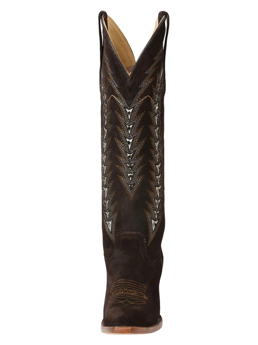 El General Women’s Embroidered Western Boots - Dark Brown 45789 - N4dboots.com