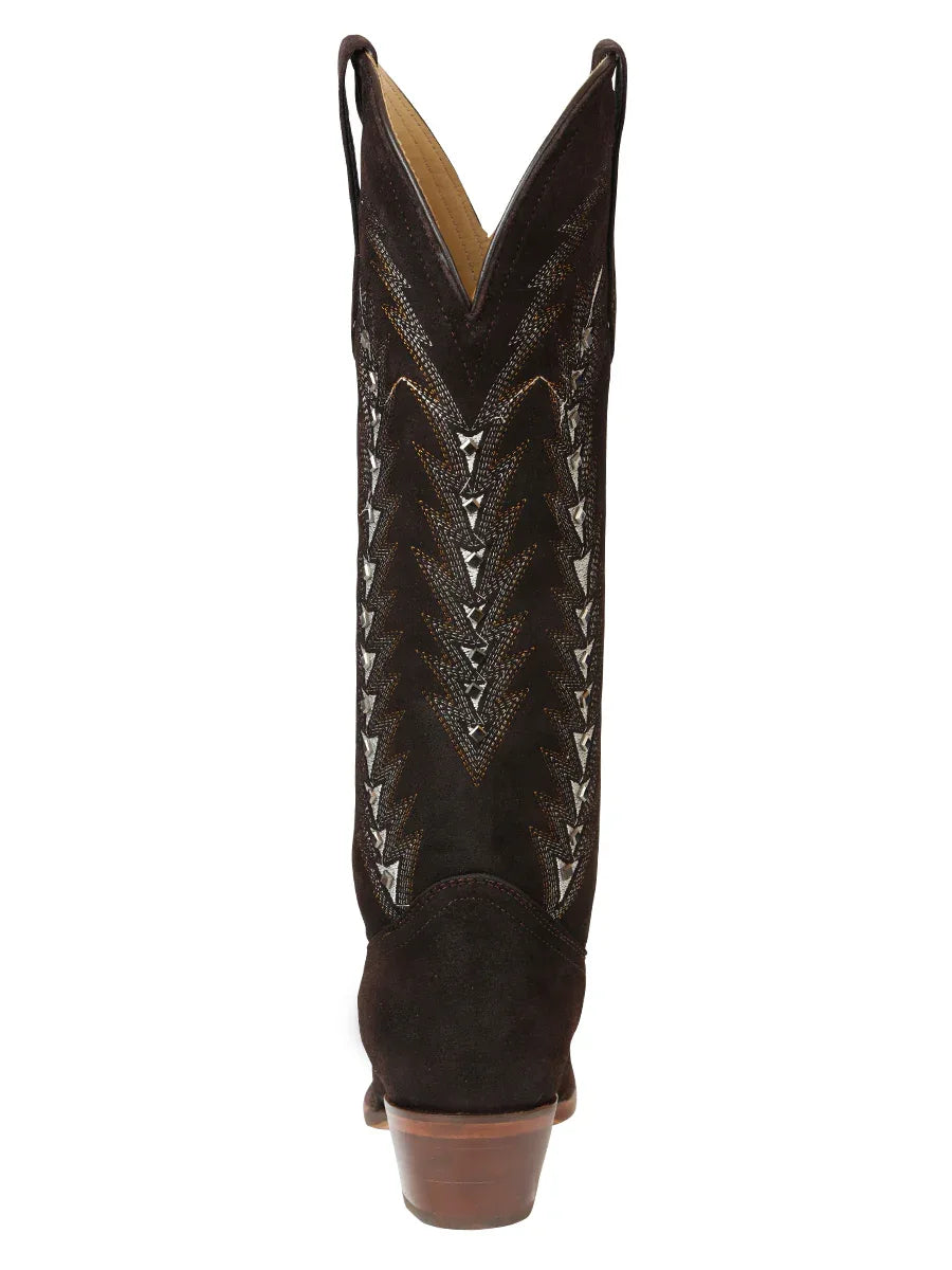 El General Women’s Embroidered Western Boots - Dark Brown 45789 - N4dboots.com