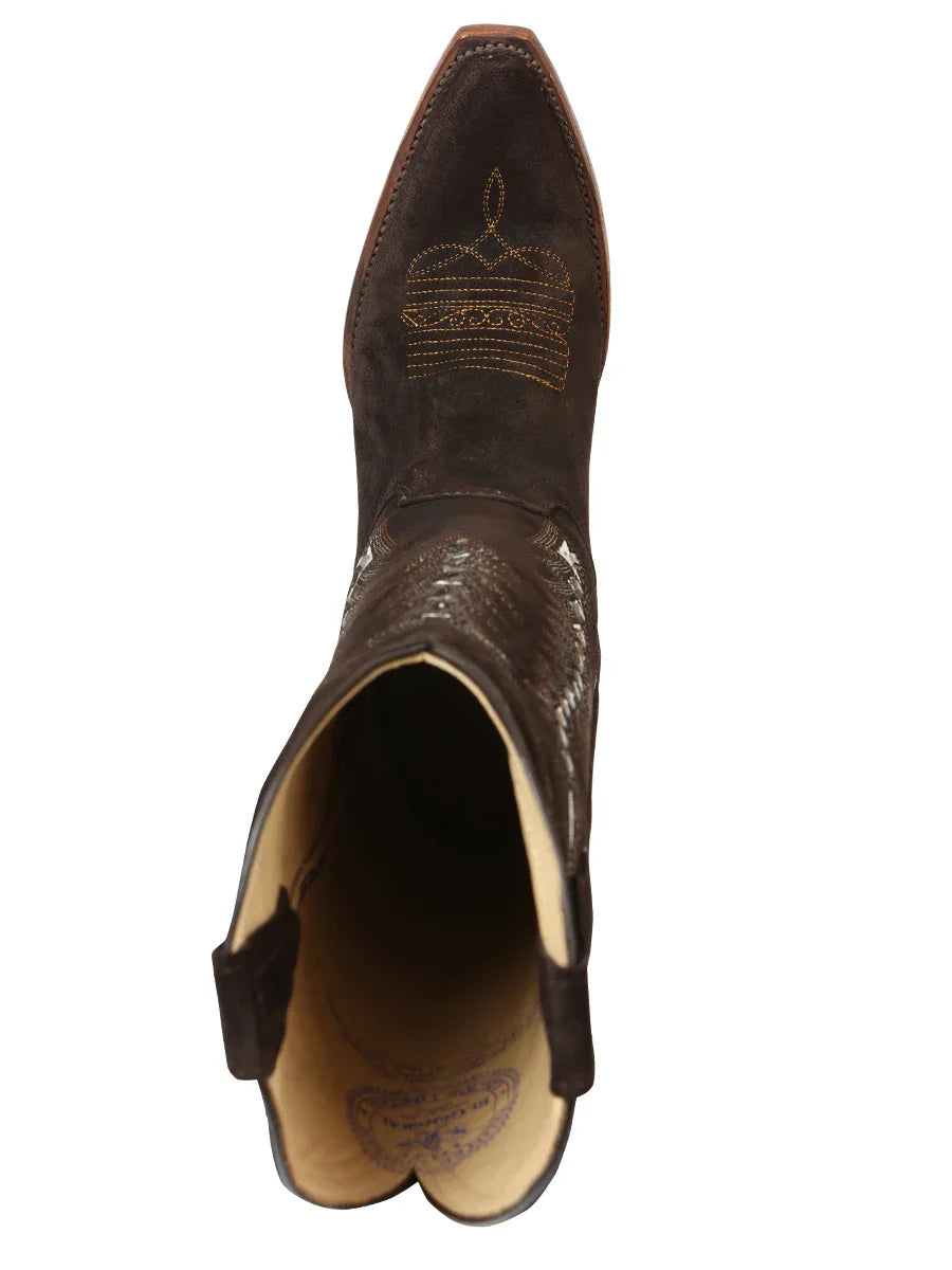 El General Women’s Embroidered Western Boots - Dark Brown 45789 - N4dboots.com