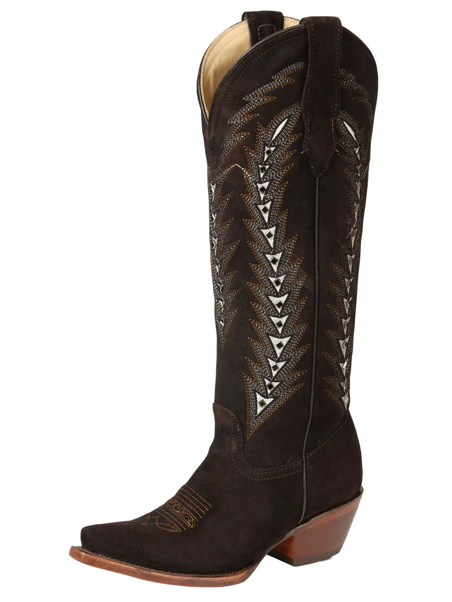 El General Women’s Embroidered Western Boots - Dark Brown 45789 - N4dboots.com