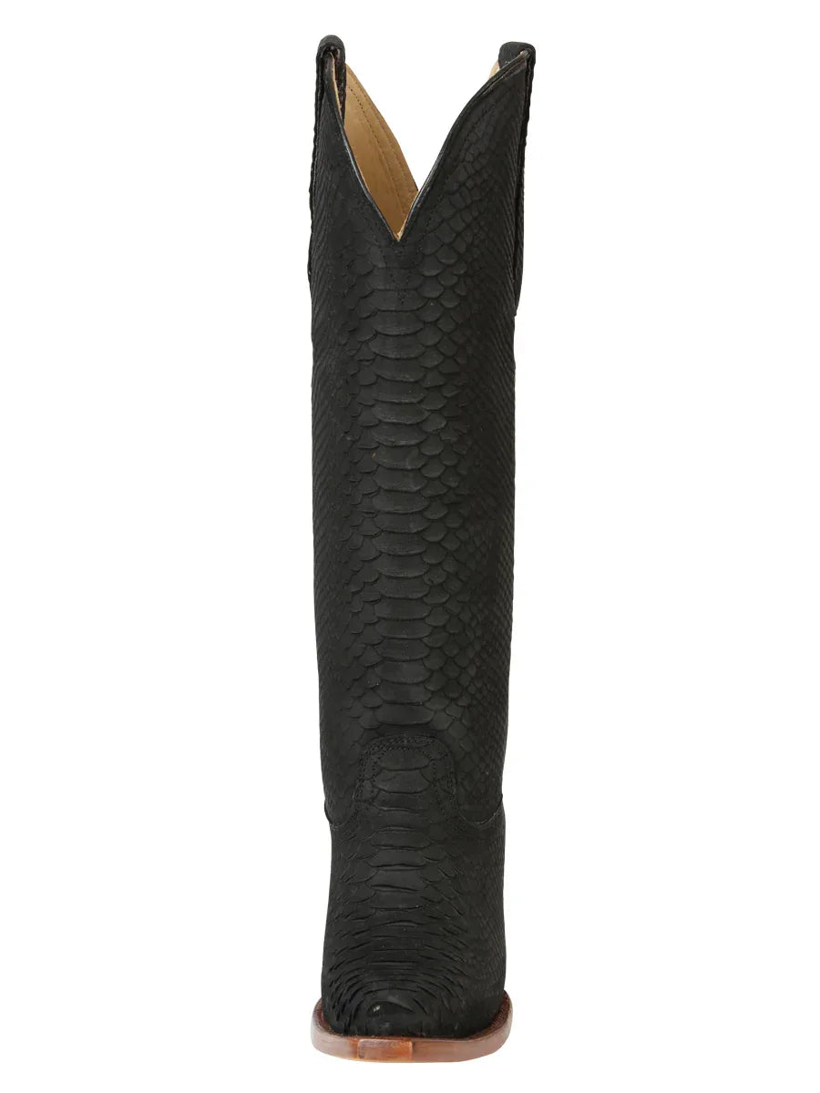 El General Women’s Western Boots Python Print - Black 45791 - N4dboots.com
