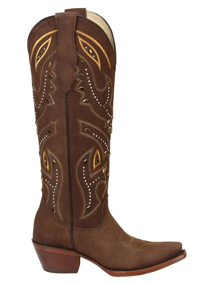 El General Women’s Embroidered Western Boots - Brown 45792 - N4dboots.com