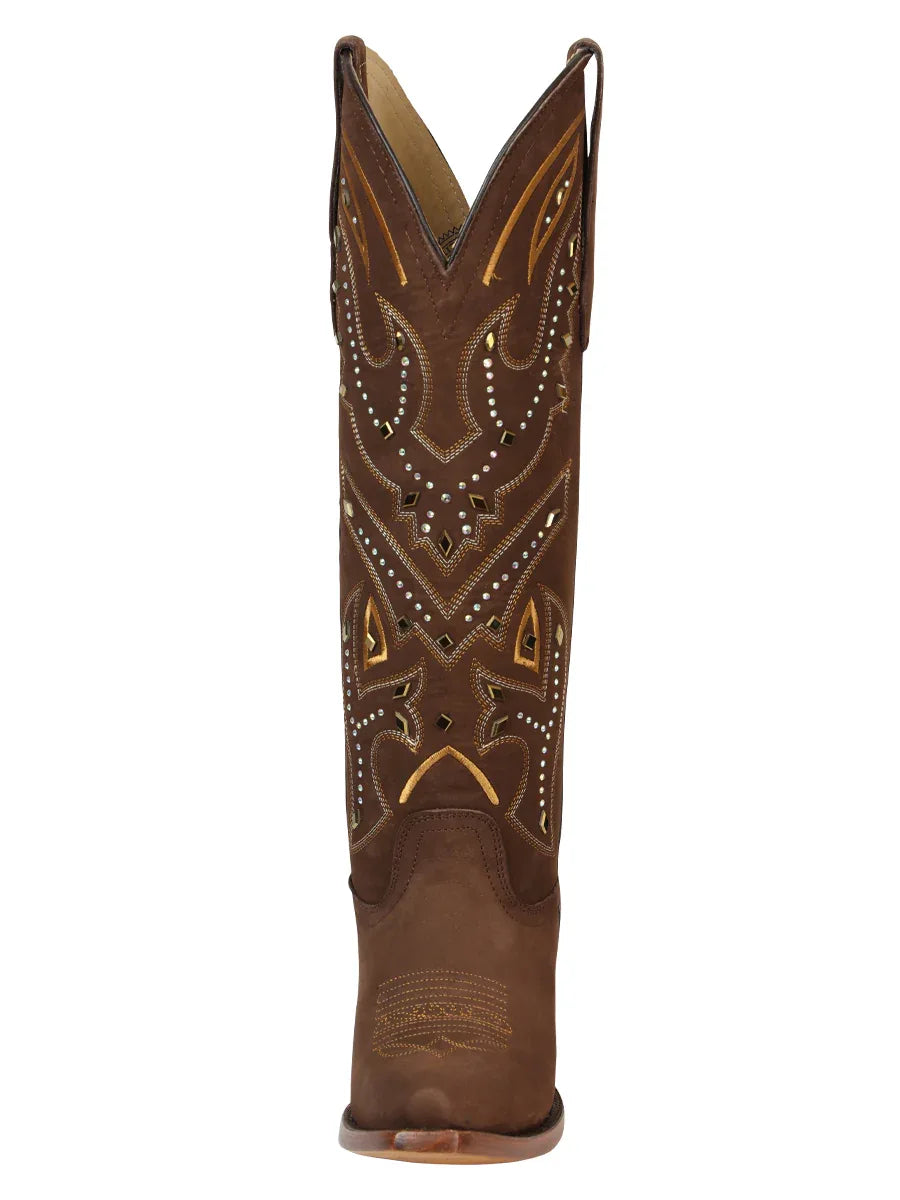 El General Women’s Embroidered Western Boots - Brown 45792 - N4dboots.com