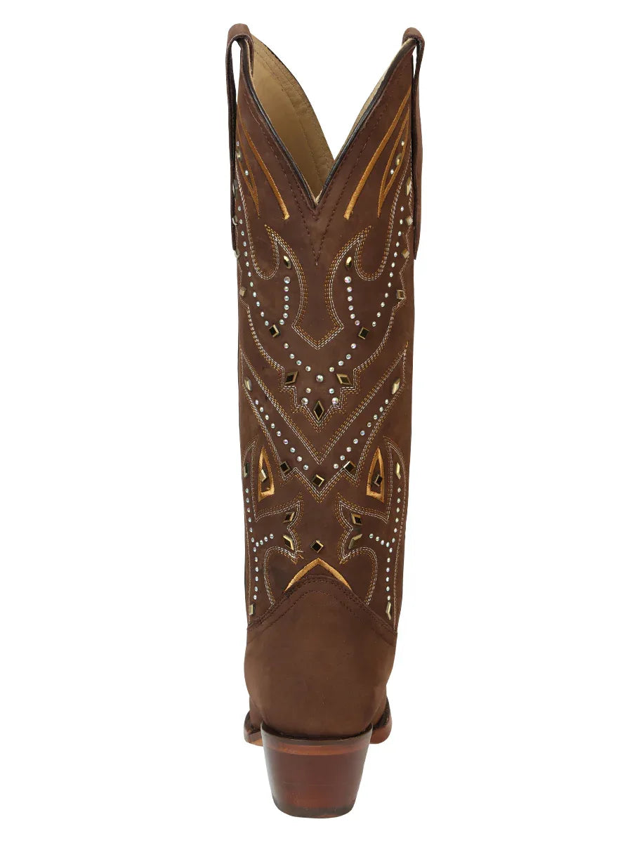 El General Women’s Embroidered Western Boots - Brown 45792 - N4dboots.com
