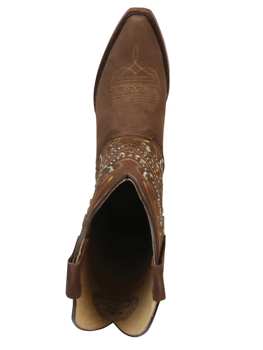 El General Women’s Embroidered Western Boots - Brown 45792 - N4dboots.com