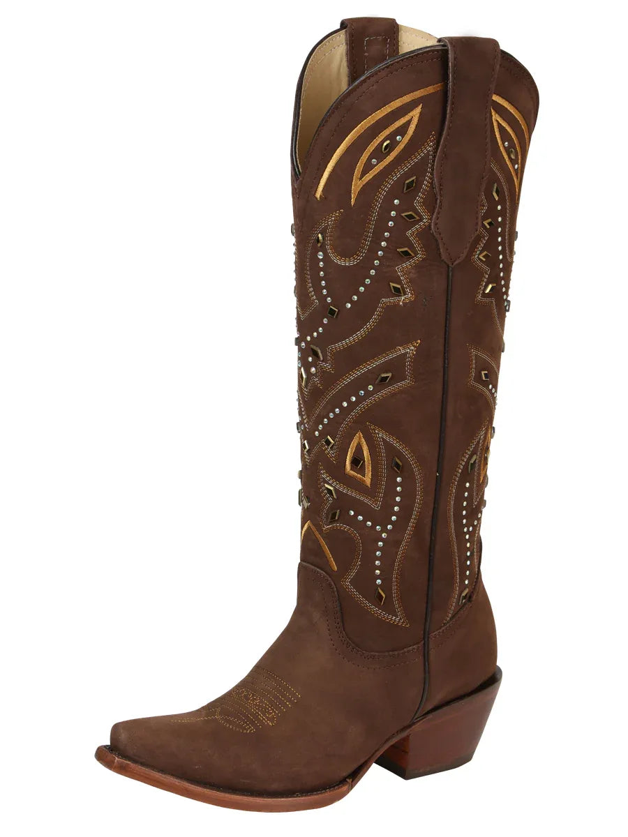 El General Women’s Embroidered Western Boots - Brown 45792 - N4dboots.com
