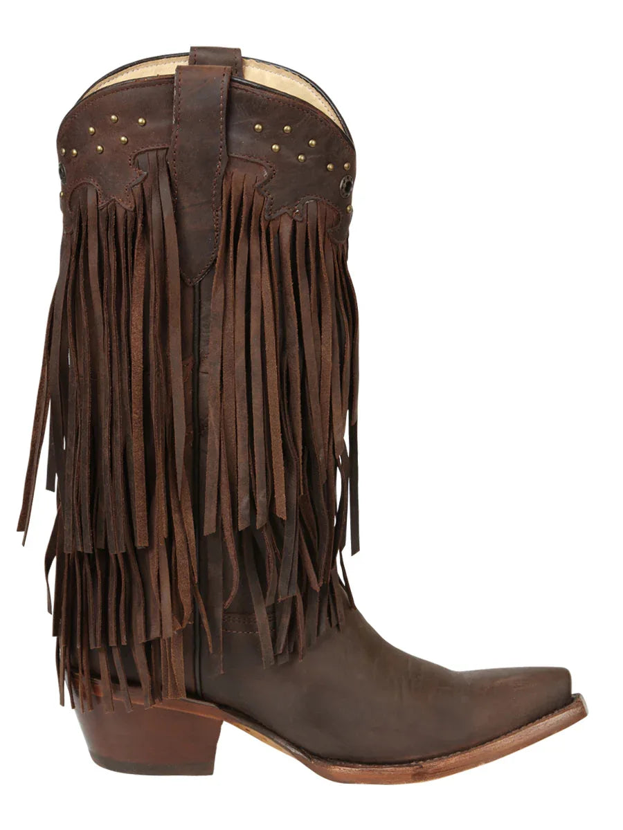 El General Women’s Fringe Western Boots - Choco 45795 - N4dboots.com