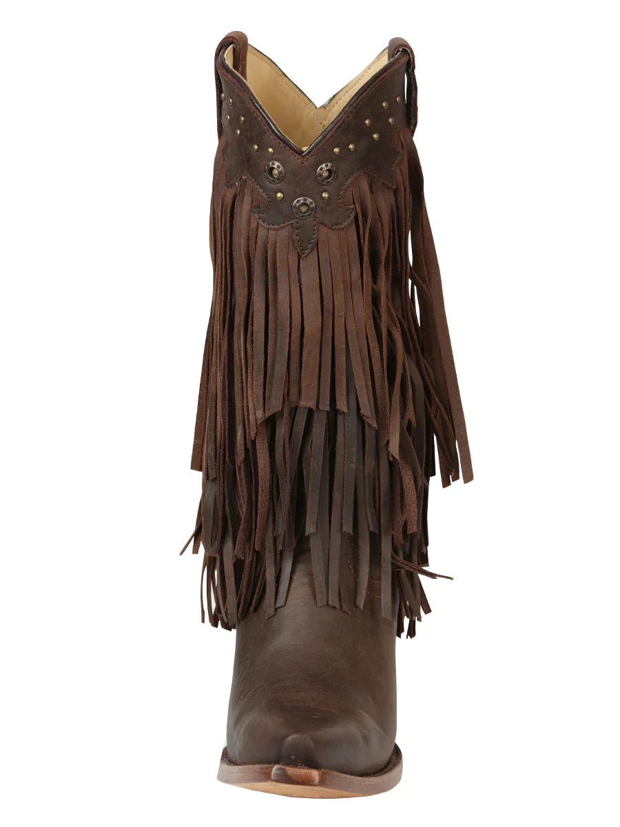 El General Women’s Fringe Western Boots - Choco 45795 - N4dboots.com