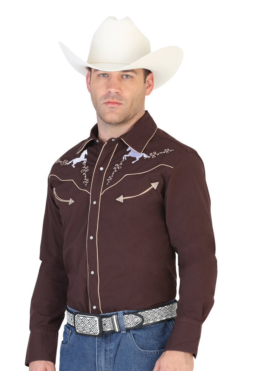 Brown Western Long Sleeve Shirt 123879