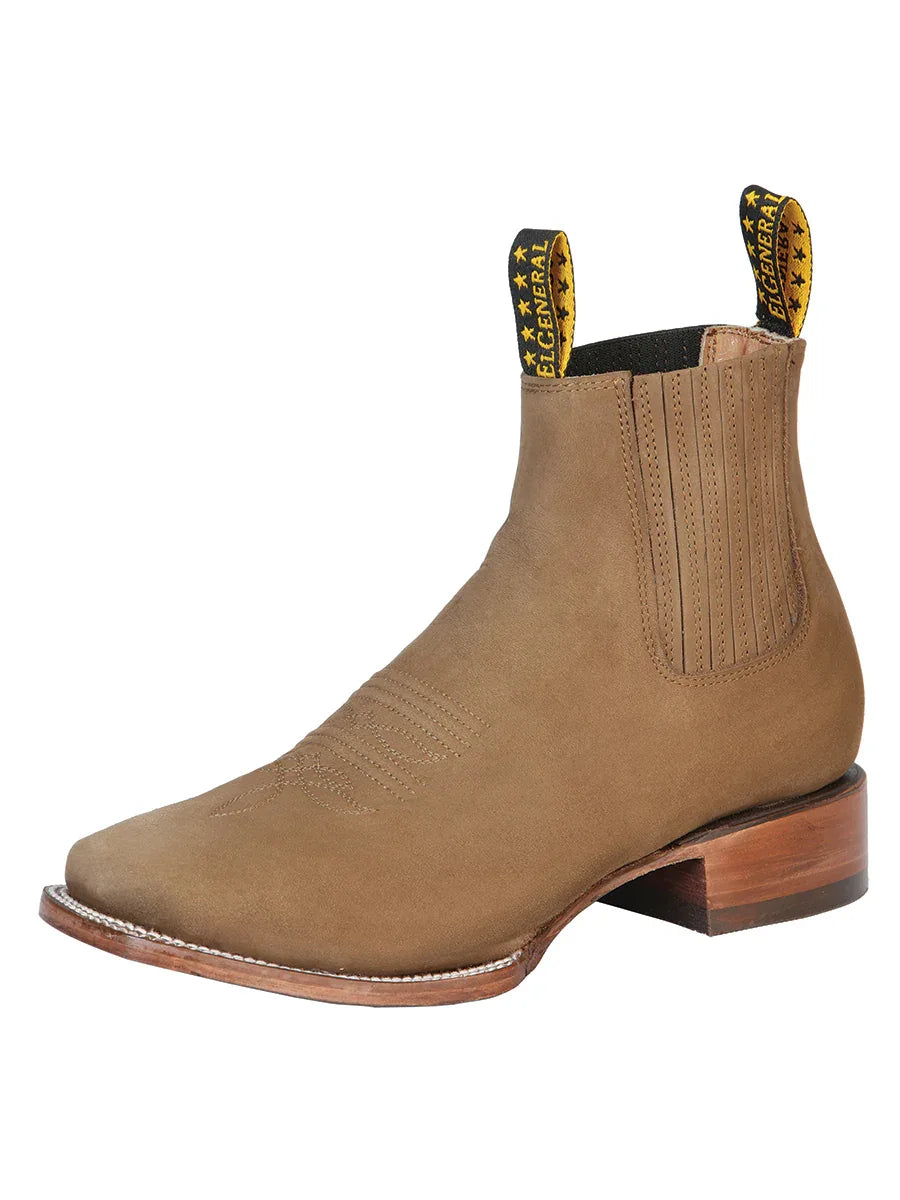 El General Square Toe Ankle Boot - Nobuck Brown 126189 - N4dboots.com