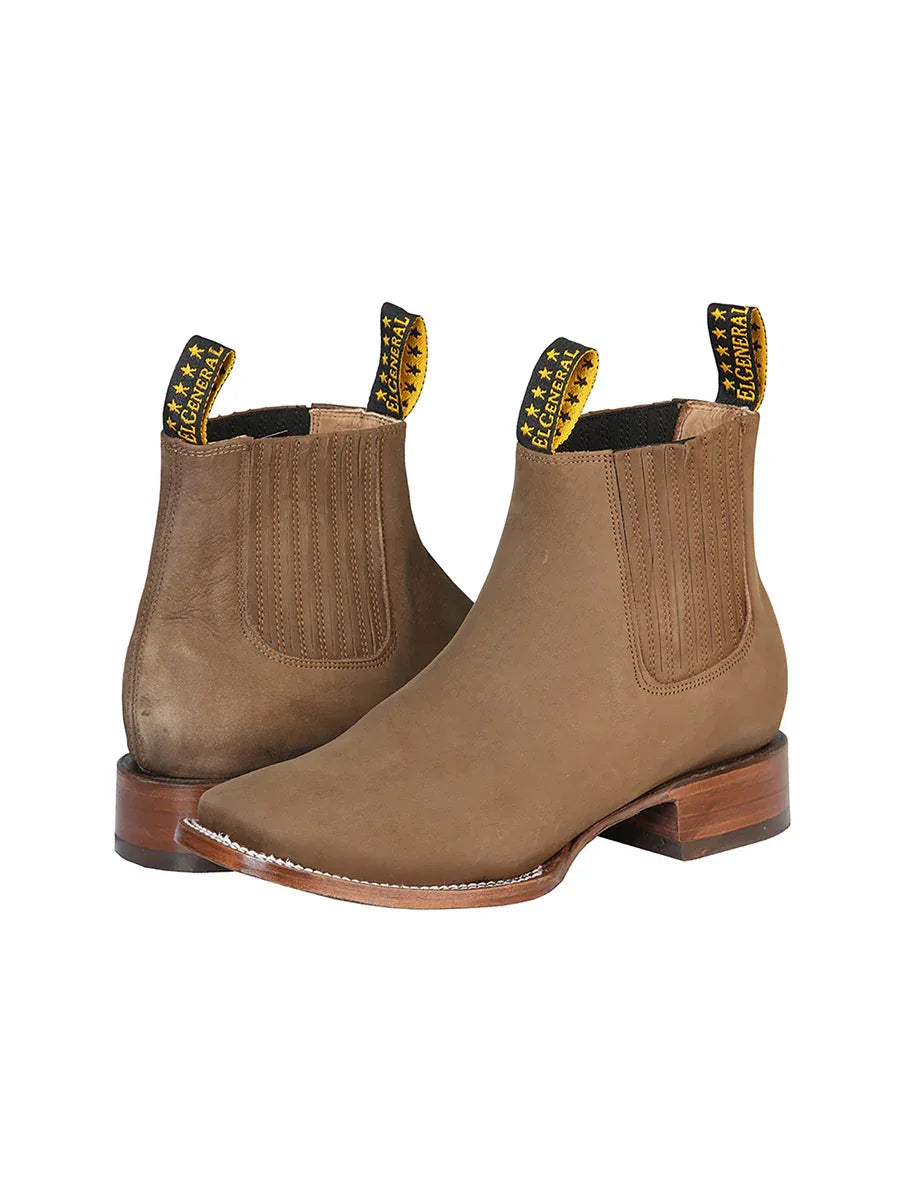 El General Square Toe Ankle Boot - Nobuck Brown 126192 - N4dboots.com