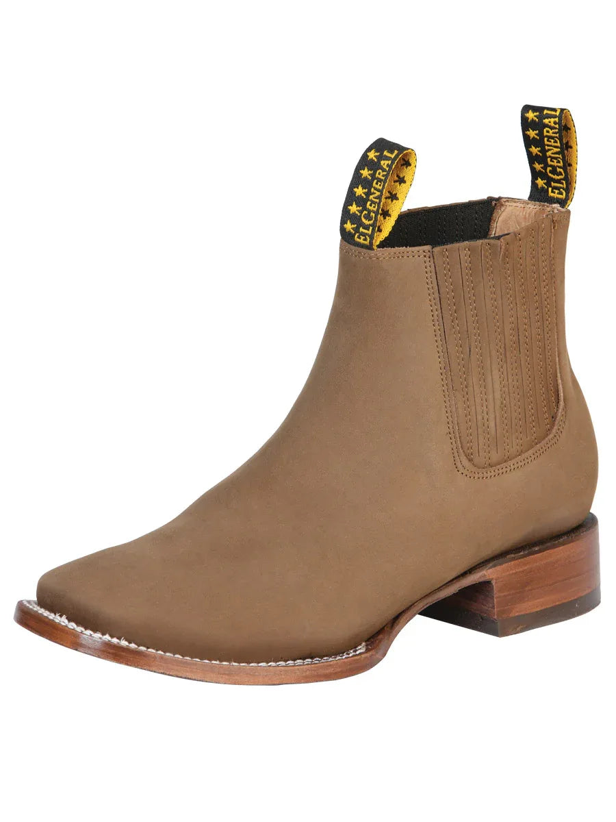El General Square Toe Ankle Boot - Nobuck Brown 126192 - N4dboots.com