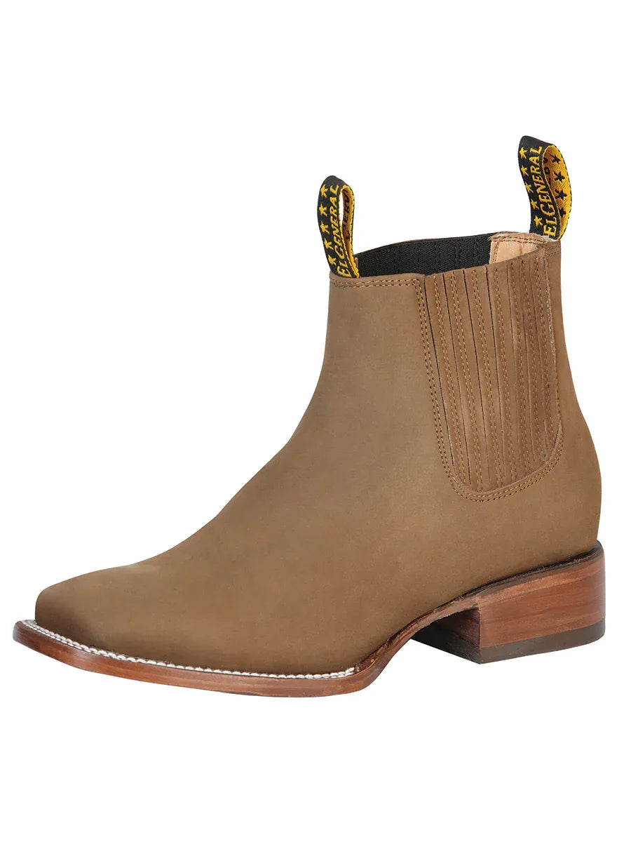 El General Square Toe Ankle Boot - Nobuck Brown 126198 - N4dboots.com
