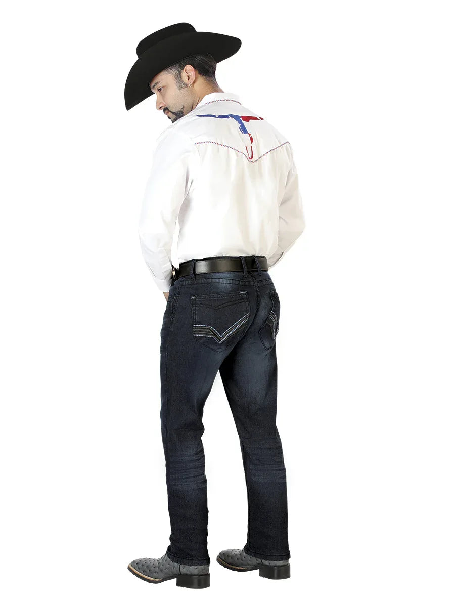 El Señor de los Cielos Embroidery Shirt White/Red 126672 - N4dboots.com