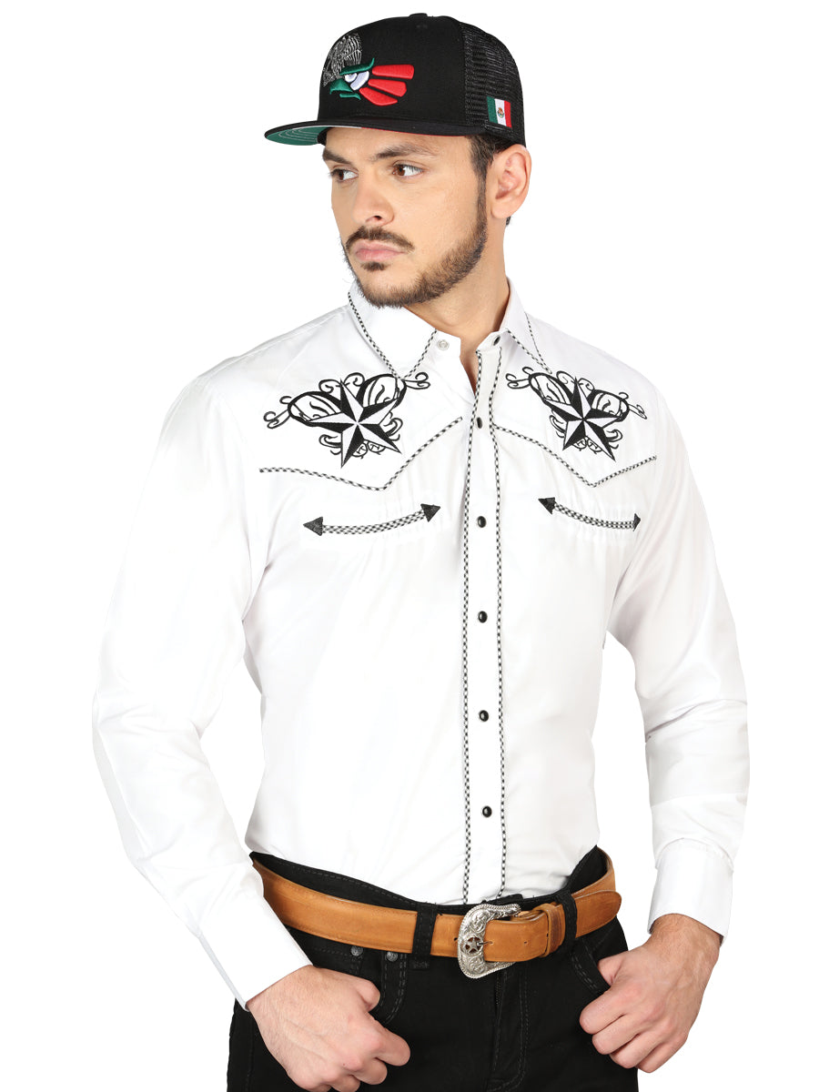 El General Embroidery Western Shirt White/Black 126683
