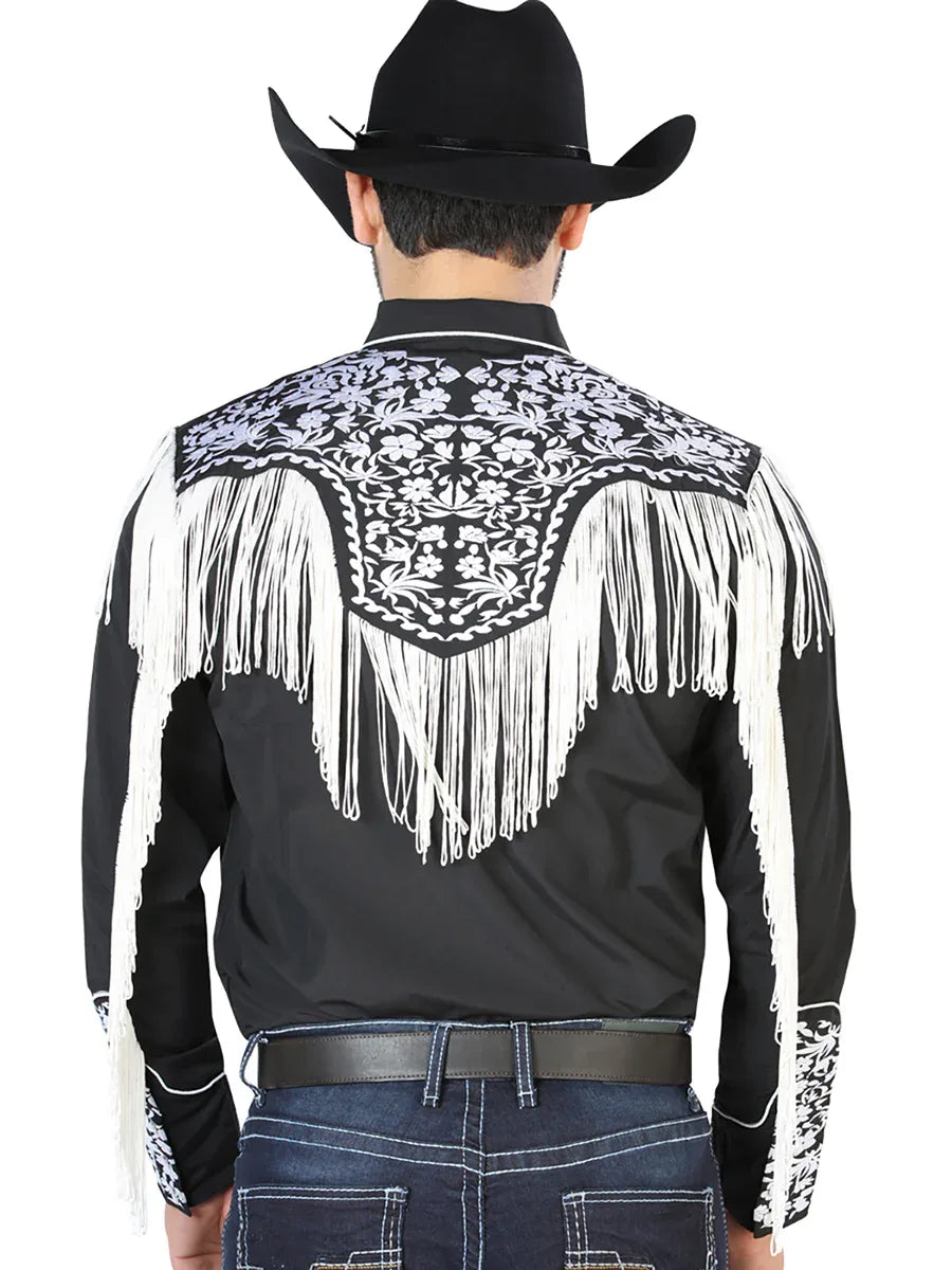 El Señor de los Cielos Embroidery Shirt Black/White 126707 - N4dboots.com