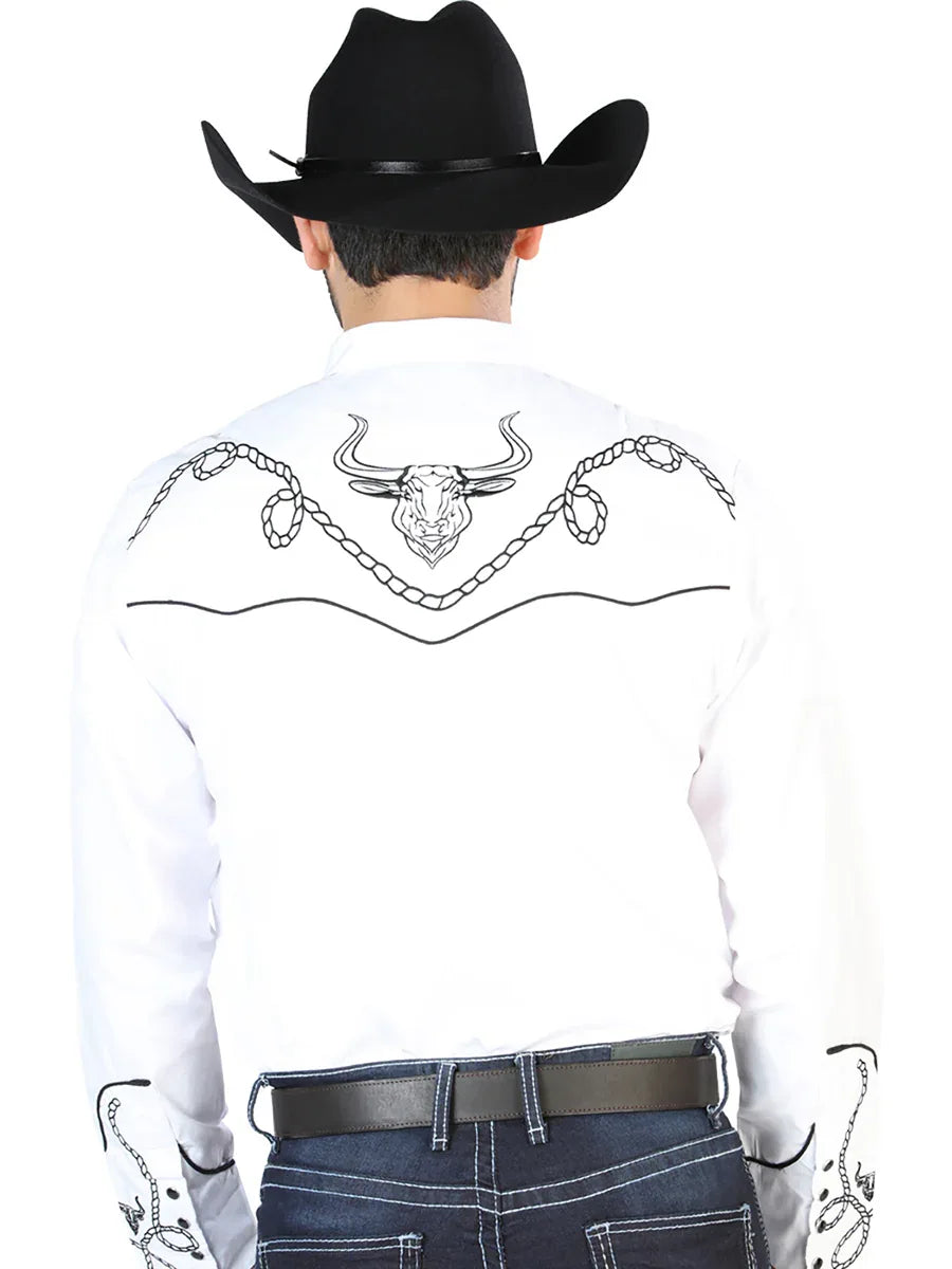 El Señor de los Cielos Embroidery Shirt White/Black 126712 - N4dboots.com