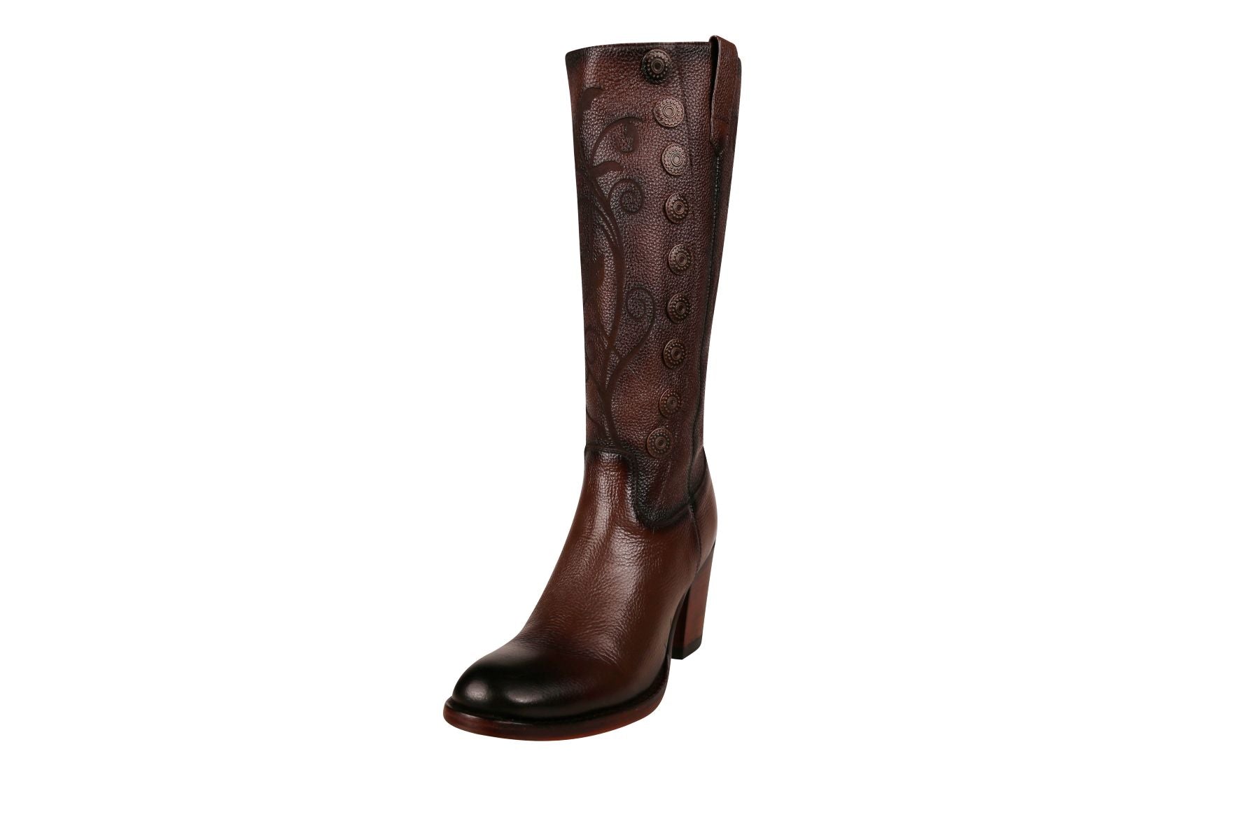 bota alta fashion de mujer piel color café diseño moderno con tacón cómodo