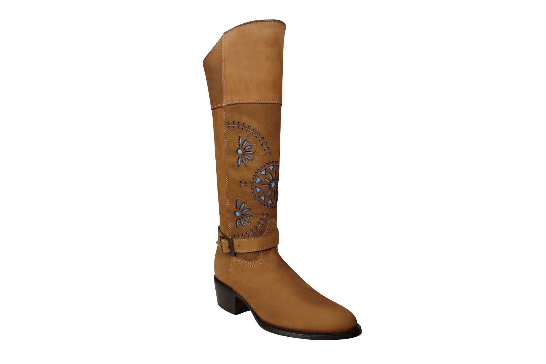 bota vaquera alta de mujer horma española color topo diseño moderno