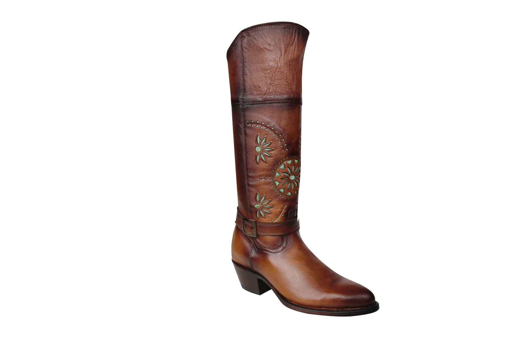 bota vaquera Jessie mujer color tabaco caña alta diseño moderno