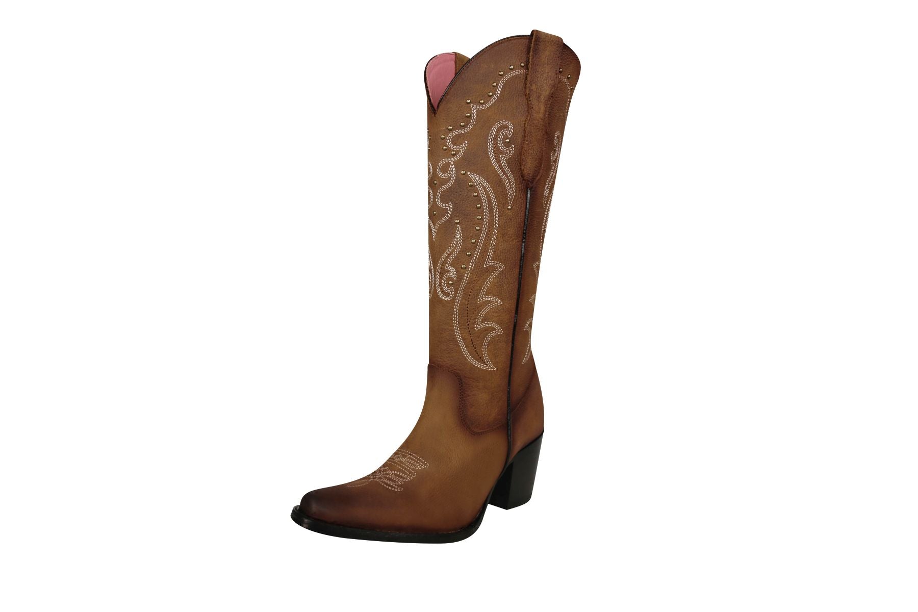 bota vaquera Jessie mujer color tabaco caña alta diseño moderno