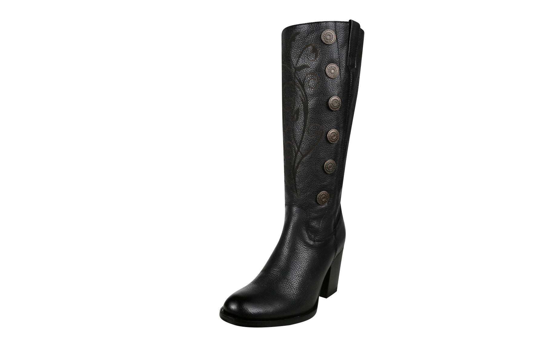 bota alta fashion de mujer piel color negro diseño moderno con tacón cómodo