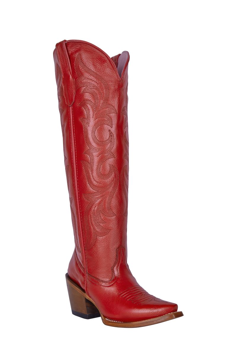 Bota Vaquera Alta de Mujer Color Rojo – Estilo Fuerte y Elegante