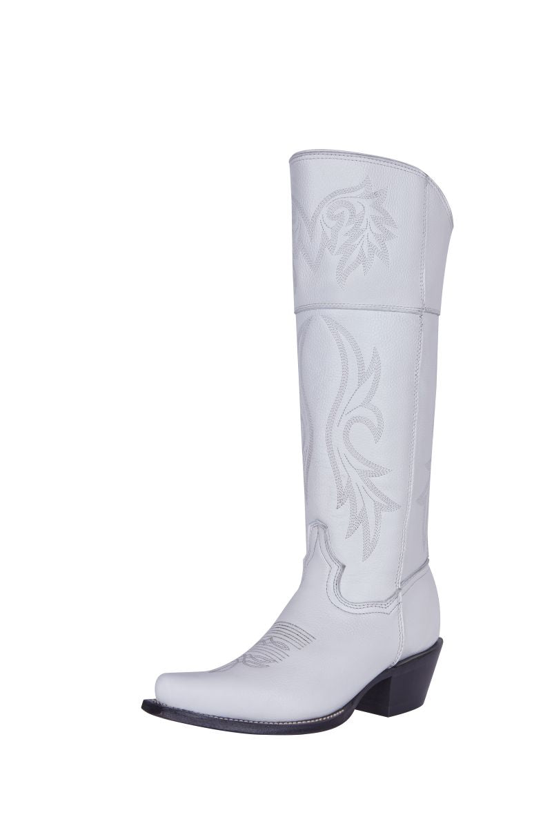 bota vaquera alta snip toe mujer color blanco diseño moderno